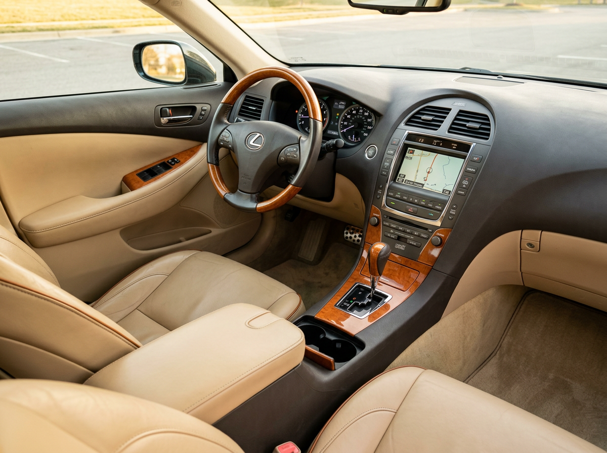 Premium leather and wood cabin interior